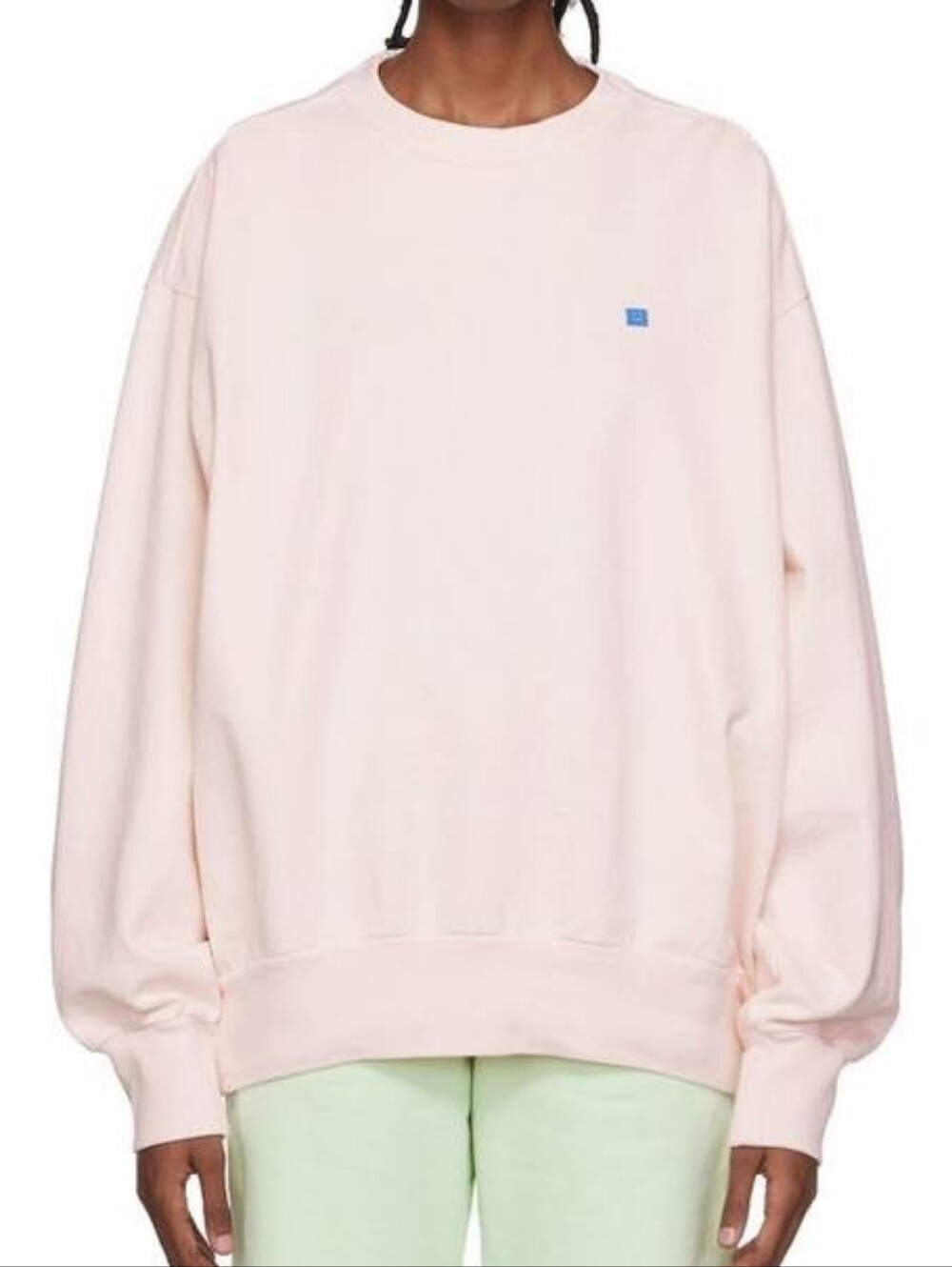 $315 ACNE STUDIOS Yana Face Fade Sweatshirt Pastel Pink Oversized Small